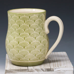 Bright green Seigaiha coffee cup 18oz