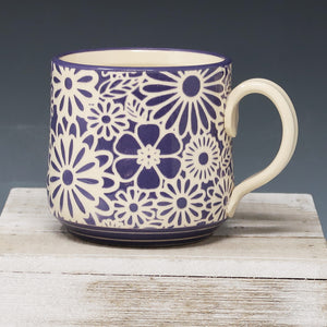 Purple flower coffee cup 8oz