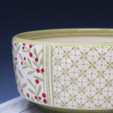 Bowl- green and red berry pattern