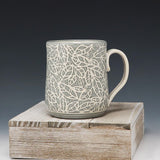 Mug 10oz-sage gray leaves