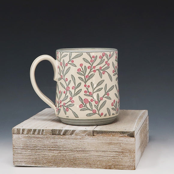 Mug 10oz-sage gray with berries