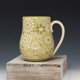 Mug 16oz- green flowers