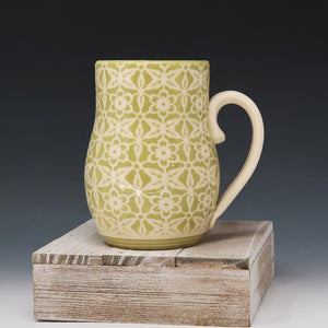 Mug 16oz-green flower patch