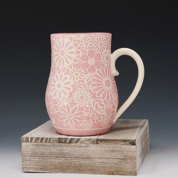 Mug 16oz- pink flowers