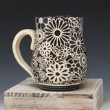 Mug 16oz- black flowers