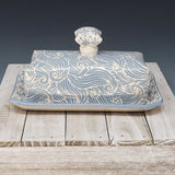 Butter Dish- blue waves