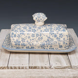 Butter Dish- blue micro flowers