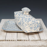 Butter Dish- blue micro flowers