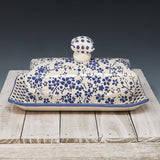 Butter Dish- cobalt micro flowers