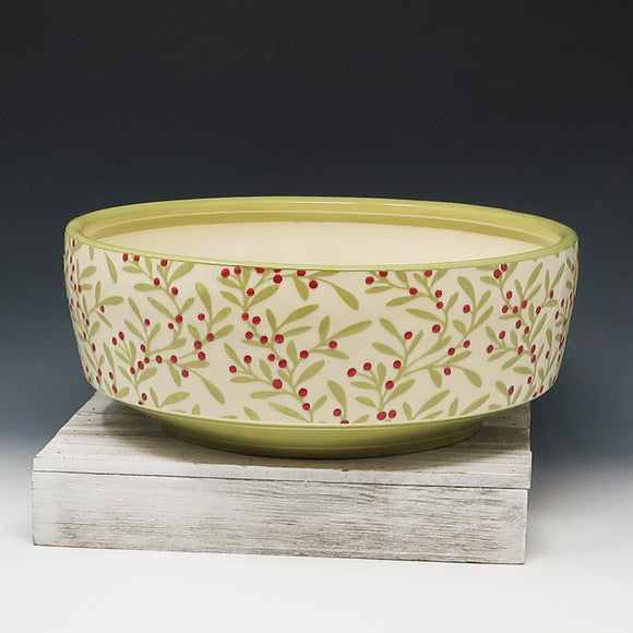 Bowl- green and red berry pattern